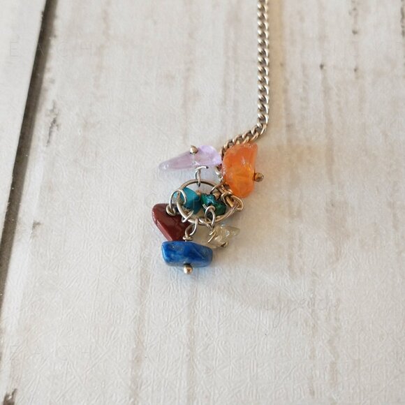 Crystal Pendulum Labradorite Chakra Chips Handmade Teardrop with Mini Stones - Picture 5 of 9